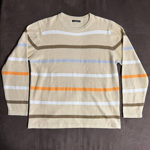 CREAM STRIPED SWEATER PULLOVER MULTICOLOR PATTERN LONG SLEEVE SZ XL